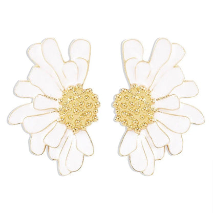 Half Flower Enamel Earrings