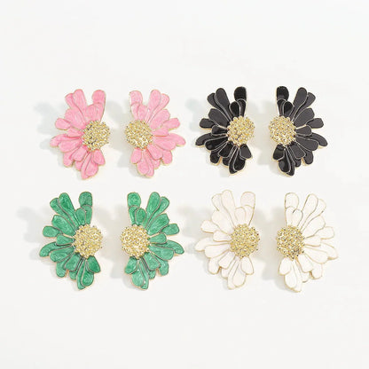 Half Flower Enamel Earrings