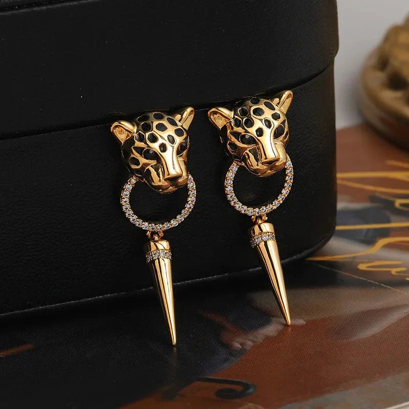 Leopard Circle Dangle Earrings
