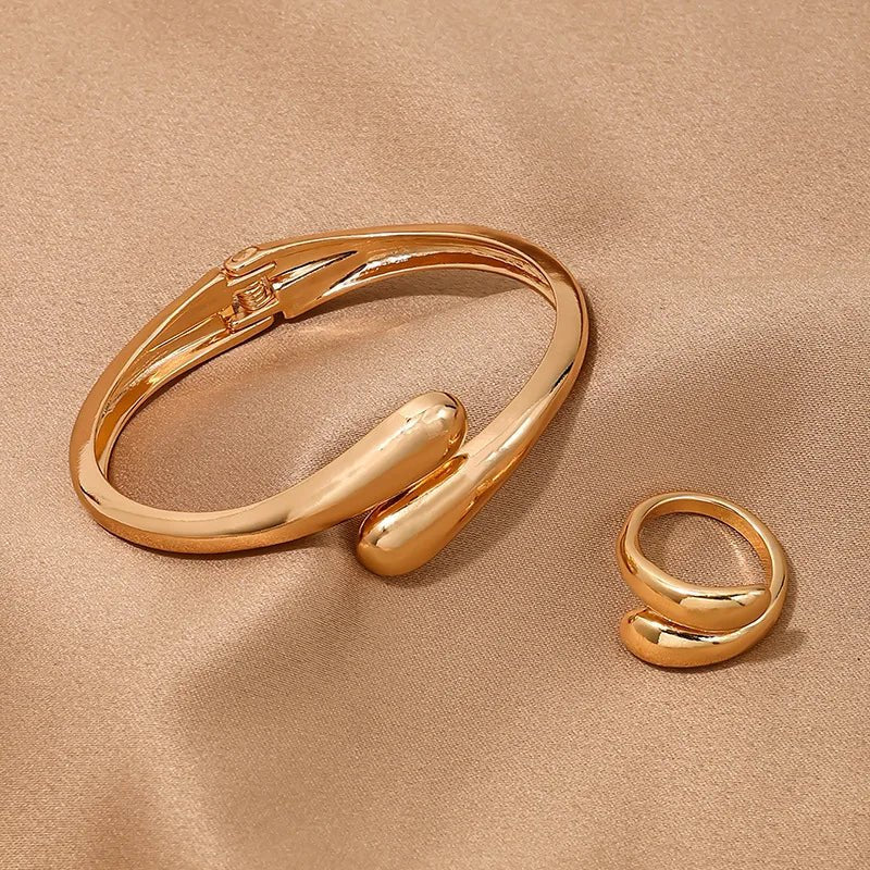 Modern Wrap Choker Necklace, Bracelet, Ring Set