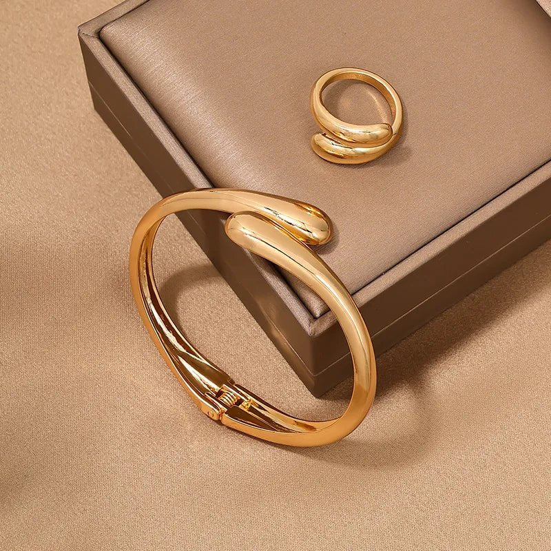 Modern Wrap Choker Necklace, Bracelet, Ring Set