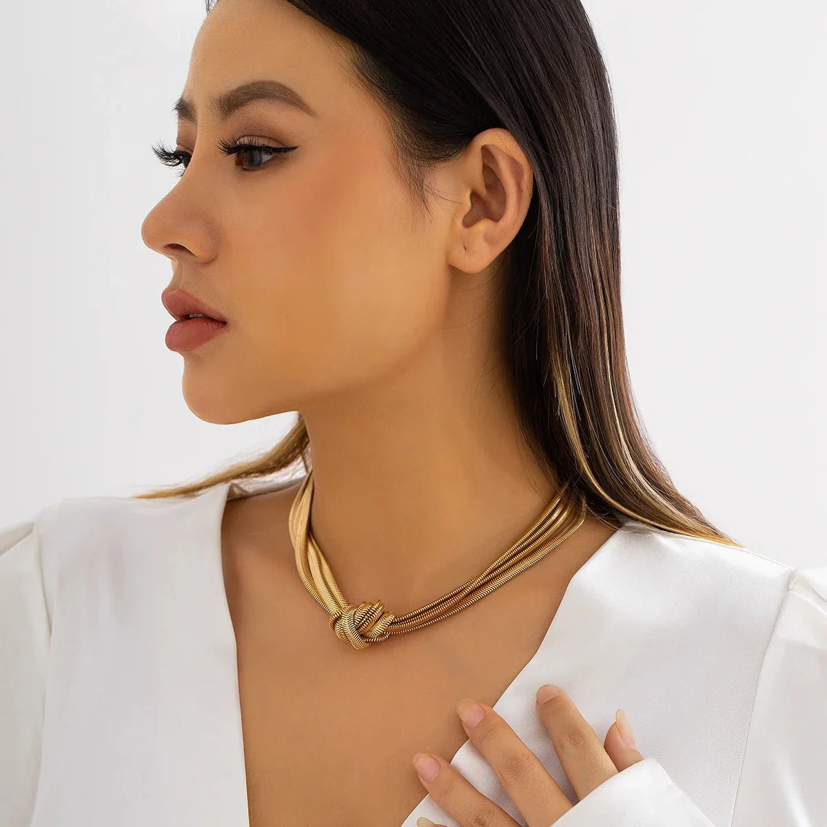 Multi Layered Chain Knot Necklace