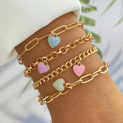 Pastel Heart Bracelet Stack