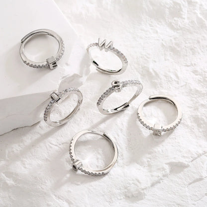 Radiant Adjustable Letter Initial Rings