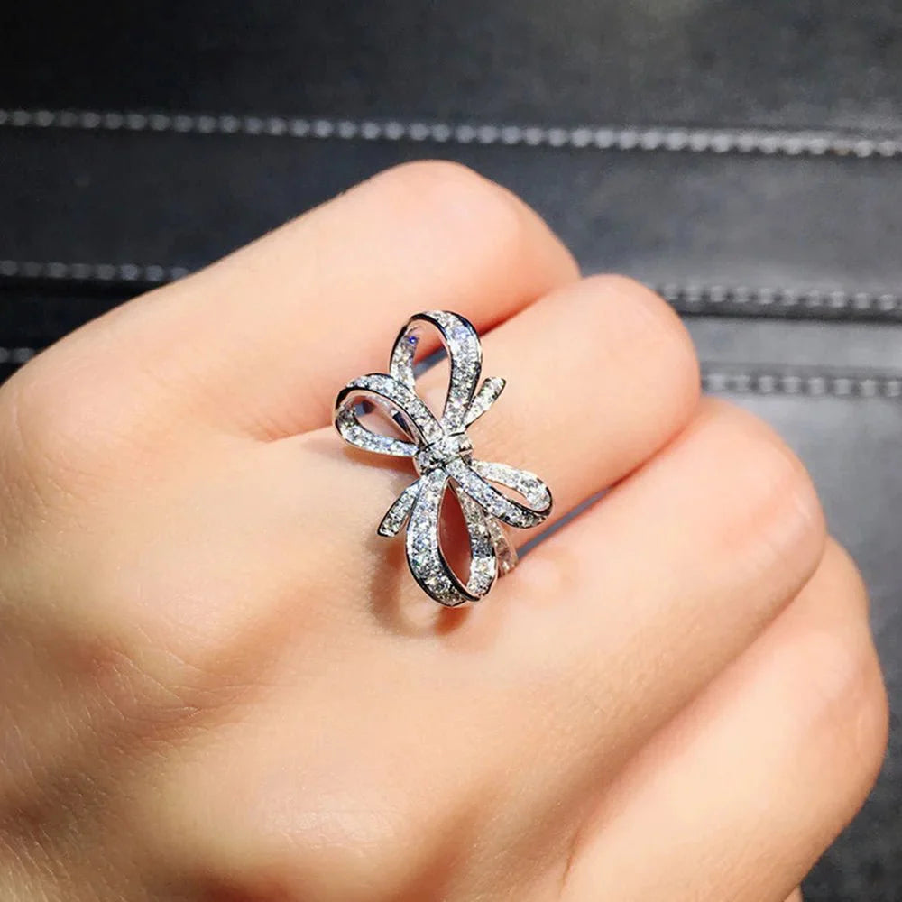 Romantic Bow Shaped Diamond Ring