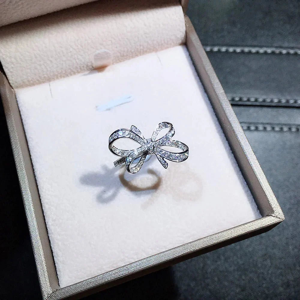 Romantic Bow Shaped Diamond Ring