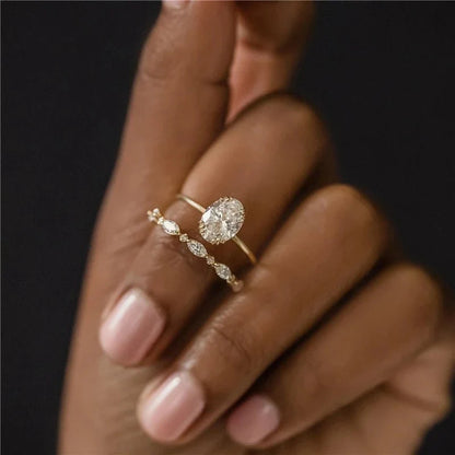 S925 Thin Dainty Oval Diamond Ring