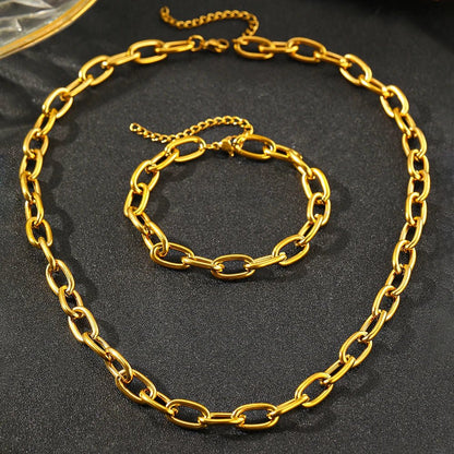 Simple Paperclip Necklace & Bracelet Set