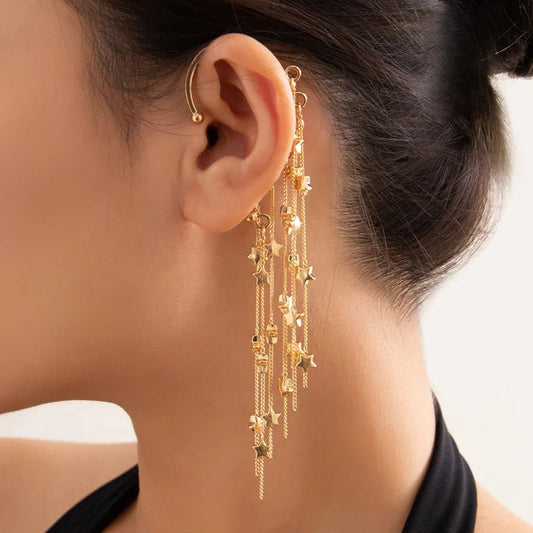 Star Chandelier Tassel Earring Cuff