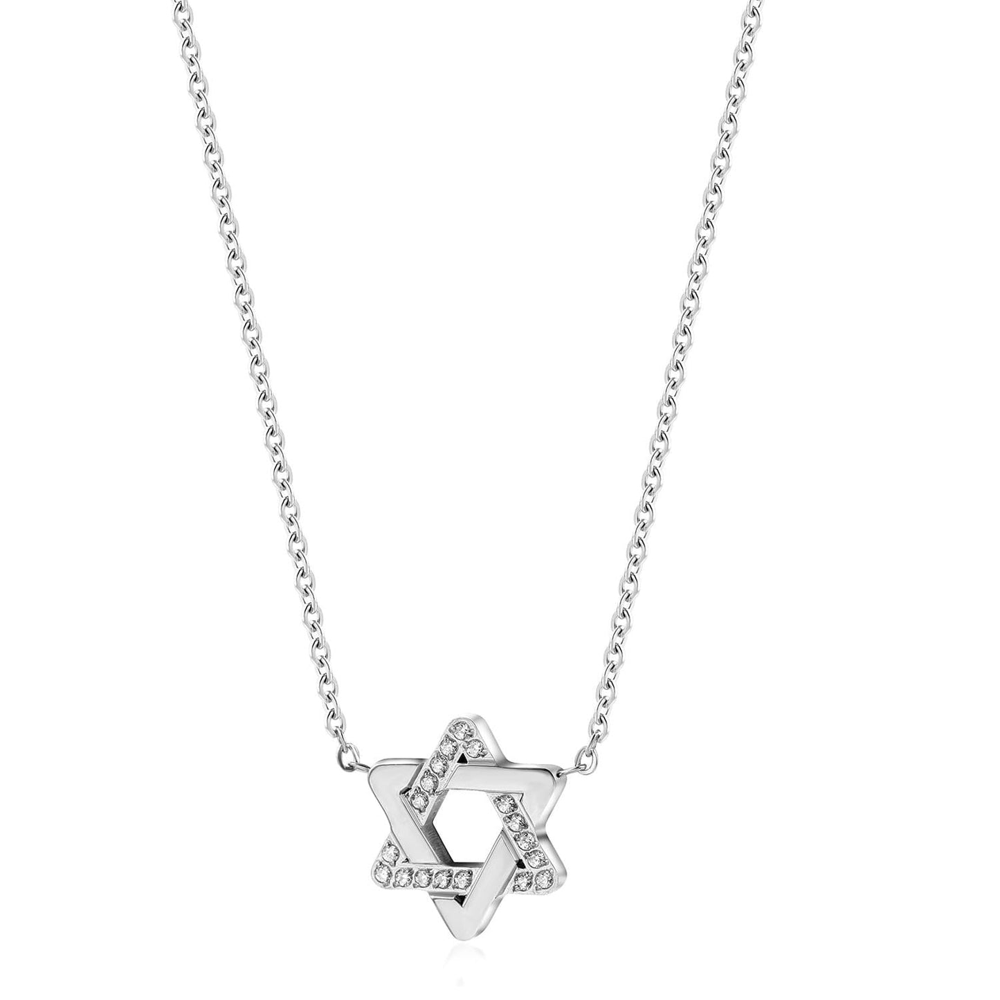 Star of David Necklace Half Pave