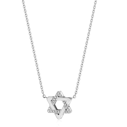 Star of David Necklace Half Pave