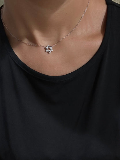 Star of David Necklace Half Pave