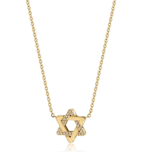 Star of David Necklace Half Pave