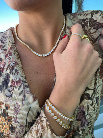 The Princess - Graduated 3 Prong Tennis Necklace