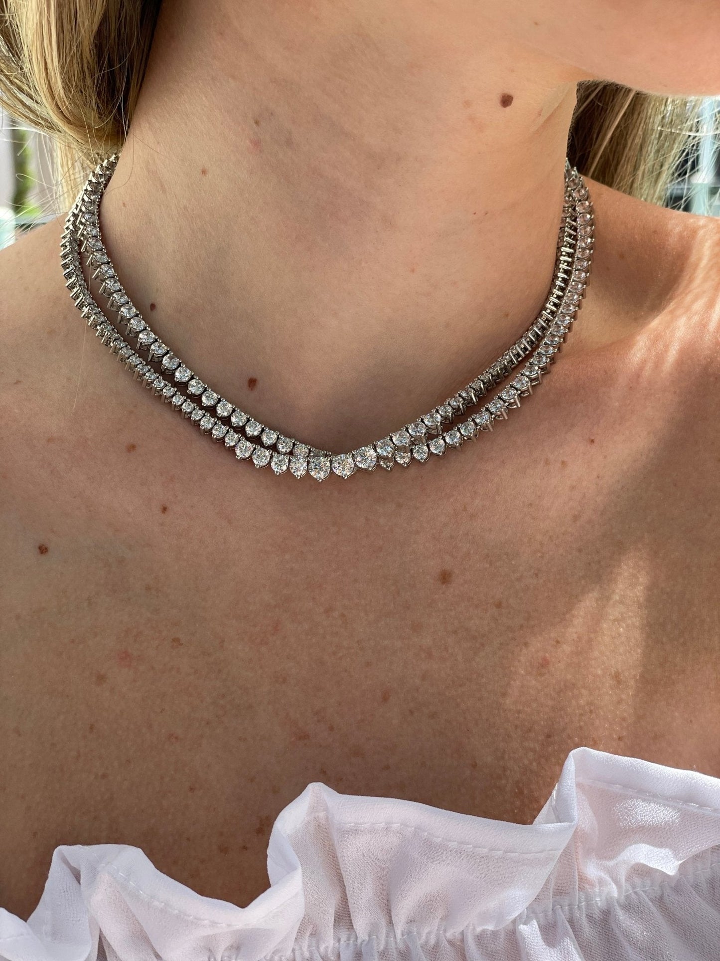 The Princess - Graduated 3 Prong Tennis Necklace