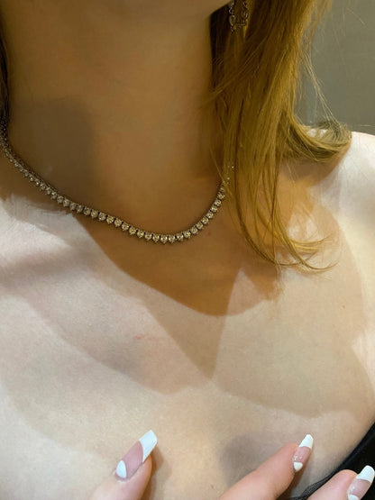 The Royal: Diamond 3 Prong Tennis Necklace