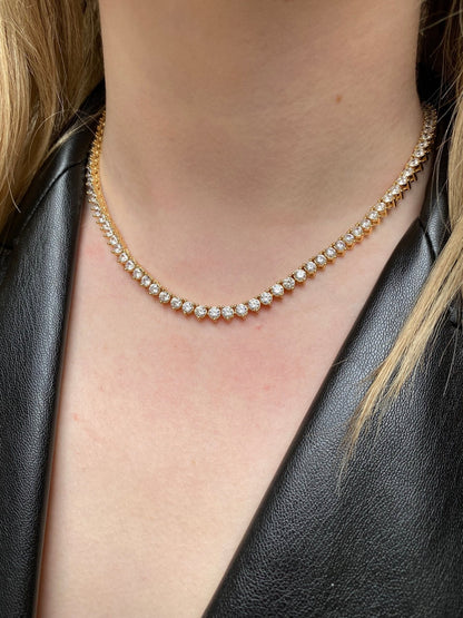 The Royal: Diamond 3 Prong Tennis Necklace