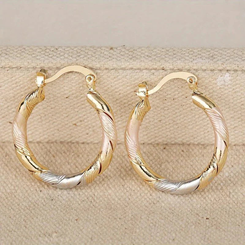 Triple Contrast Wrap Hoop Earrings