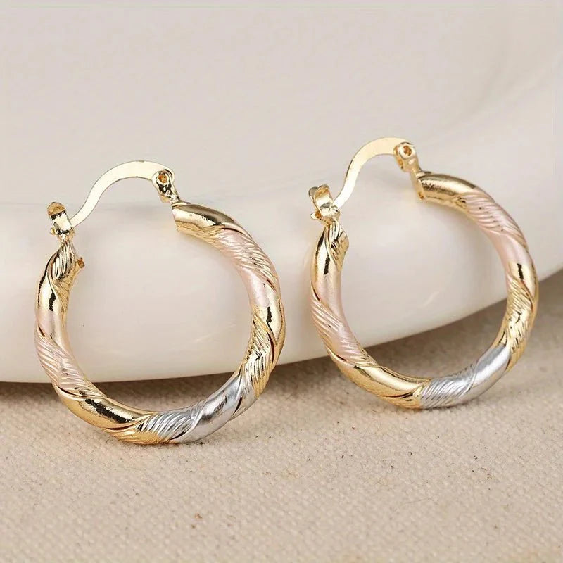 Triple Contrast Wrap Hoop Earrings